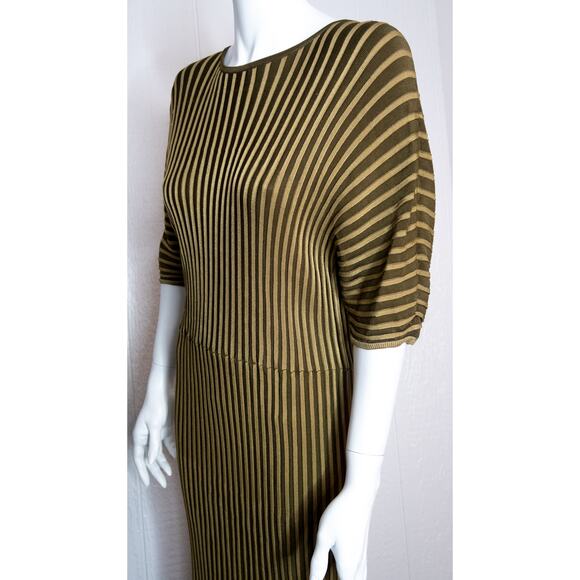 & OTHER STORIES Batwing Dolman Sleeve Gold Ribbed Stretch Midi Dress SMALL - Picture 6 of 12